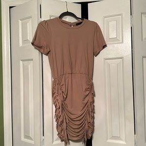 Tan Kittenish Fringe Bodycon Dress